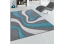PACO HOME Teppich Diamond 760 Blau Türkis Modernes Wellen Muster Kurzflor Bild 1