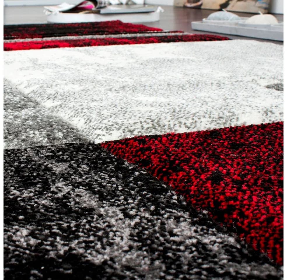 Paco Home Teppich Diamond 663 Rot Grau Karo Kurzflor - Bild 3