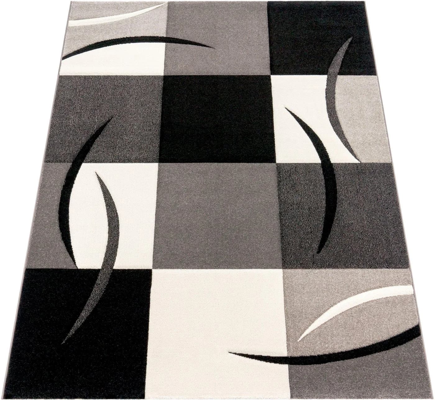 PACO HOME Teppich Diamond 665 Schwarz/Weiß 3D-Design Kurzflor