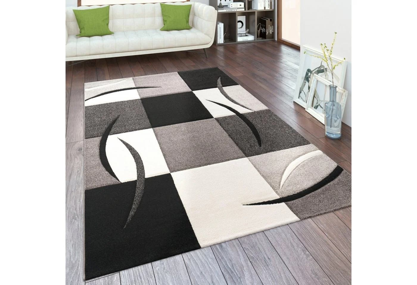 PACO HOME Teppich Diamond 665 Schwarz/Weiß 3D-Design Kurzflor - Bild 2
