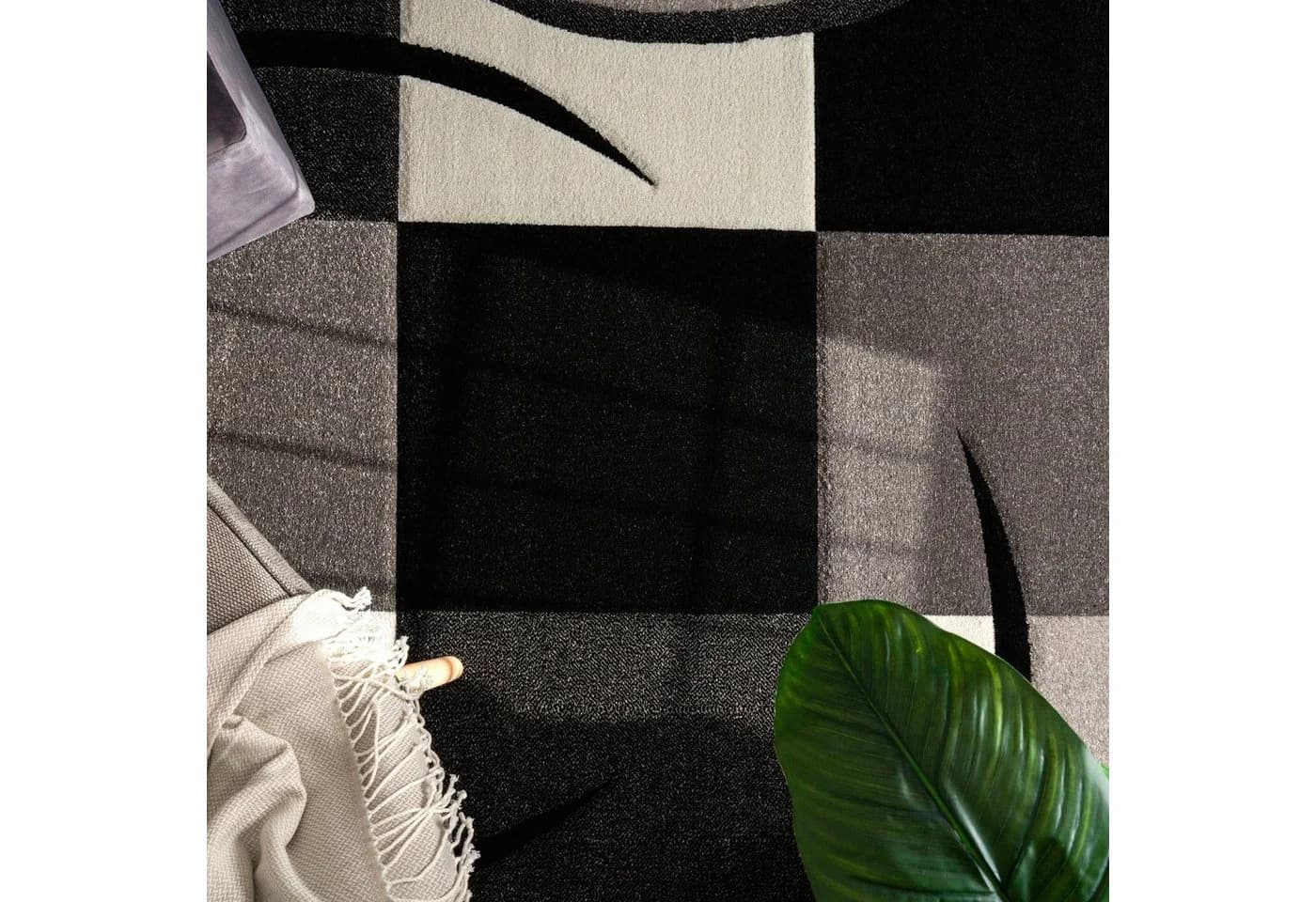 PACO HOME Teppich Diamond 665 Schwarz/Weiß 3D-Design Kurzflor - Bild 5