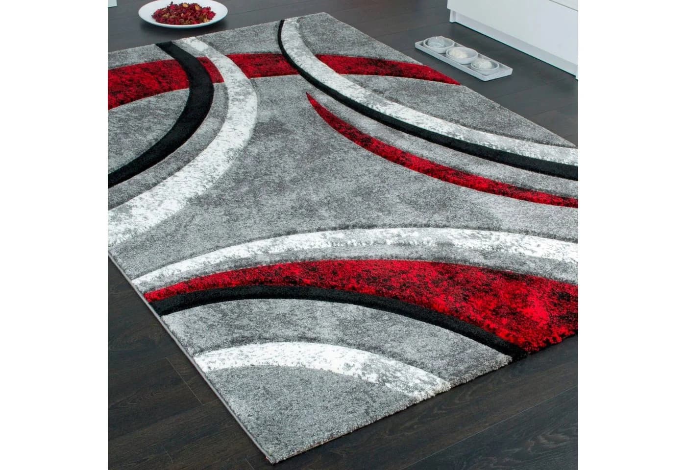 Paco Home Teppich Brillance 758 Rot Grau Modernes Design - Bild 5