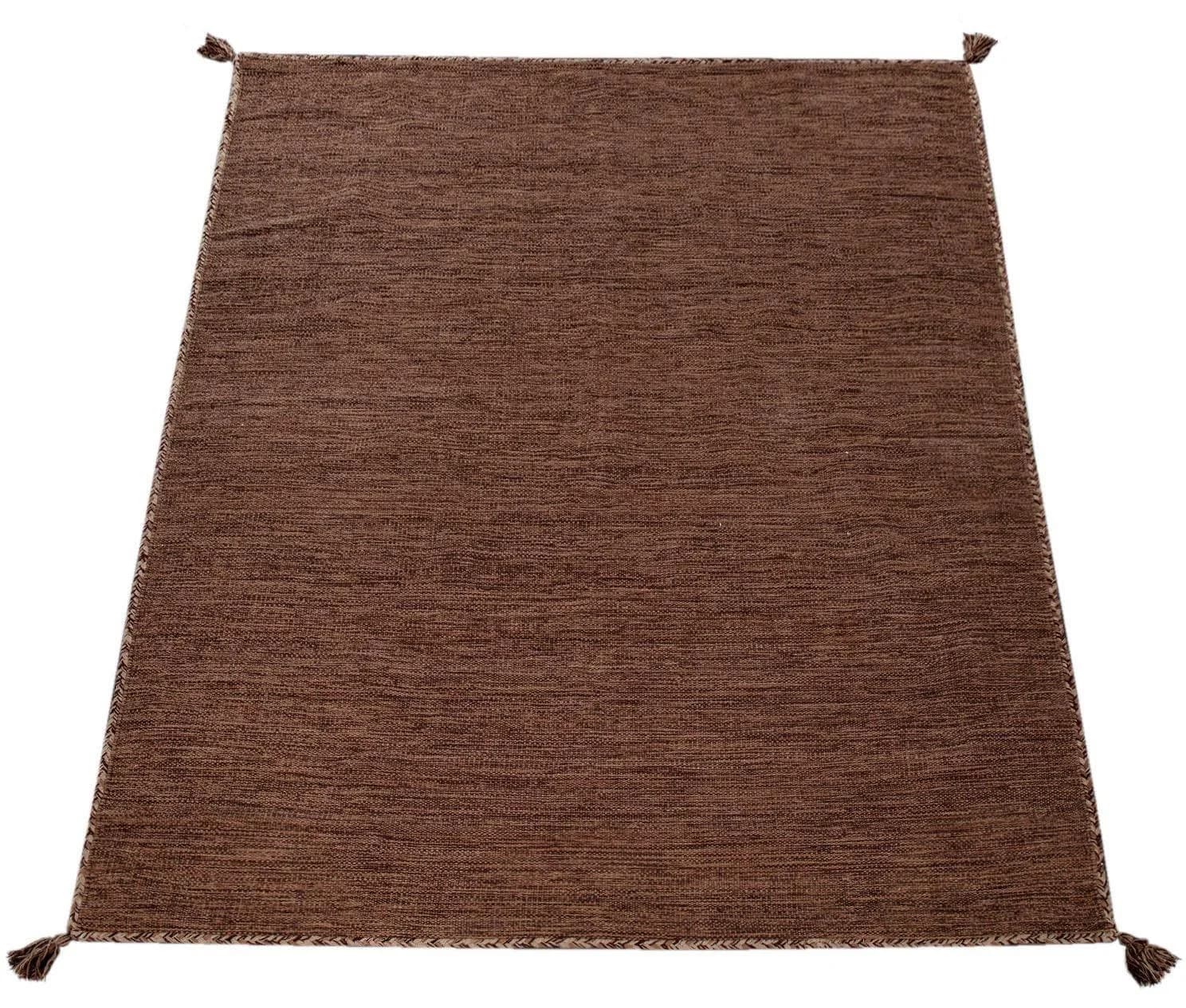 PACO HOME Teppich Kilim 210 Handgewebt Braun 120x170cm