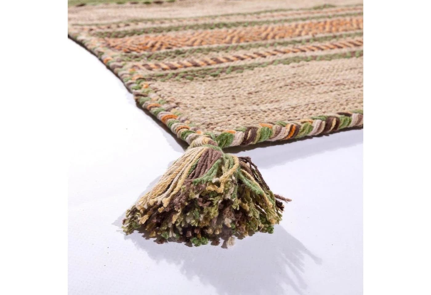 Paco Home Teppich Kilim 217 Grün Gestreift Handgewebt - Bild 4