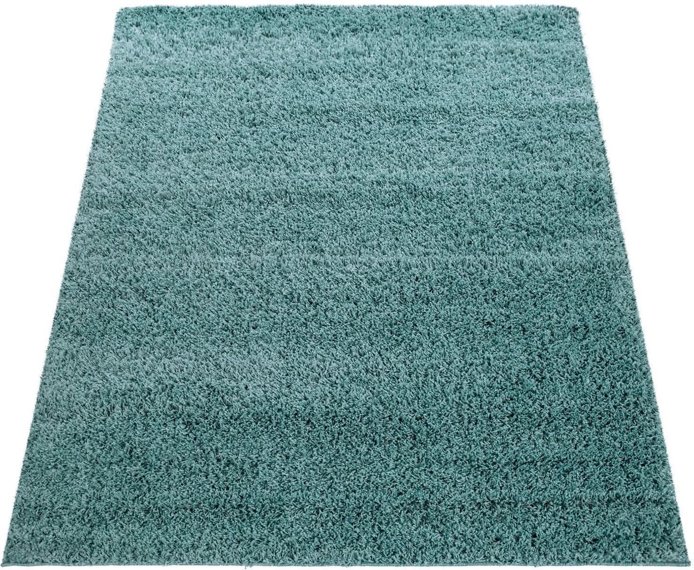 PACO HOME Teppich Twister 500 Shaggy Uni türkis-blau