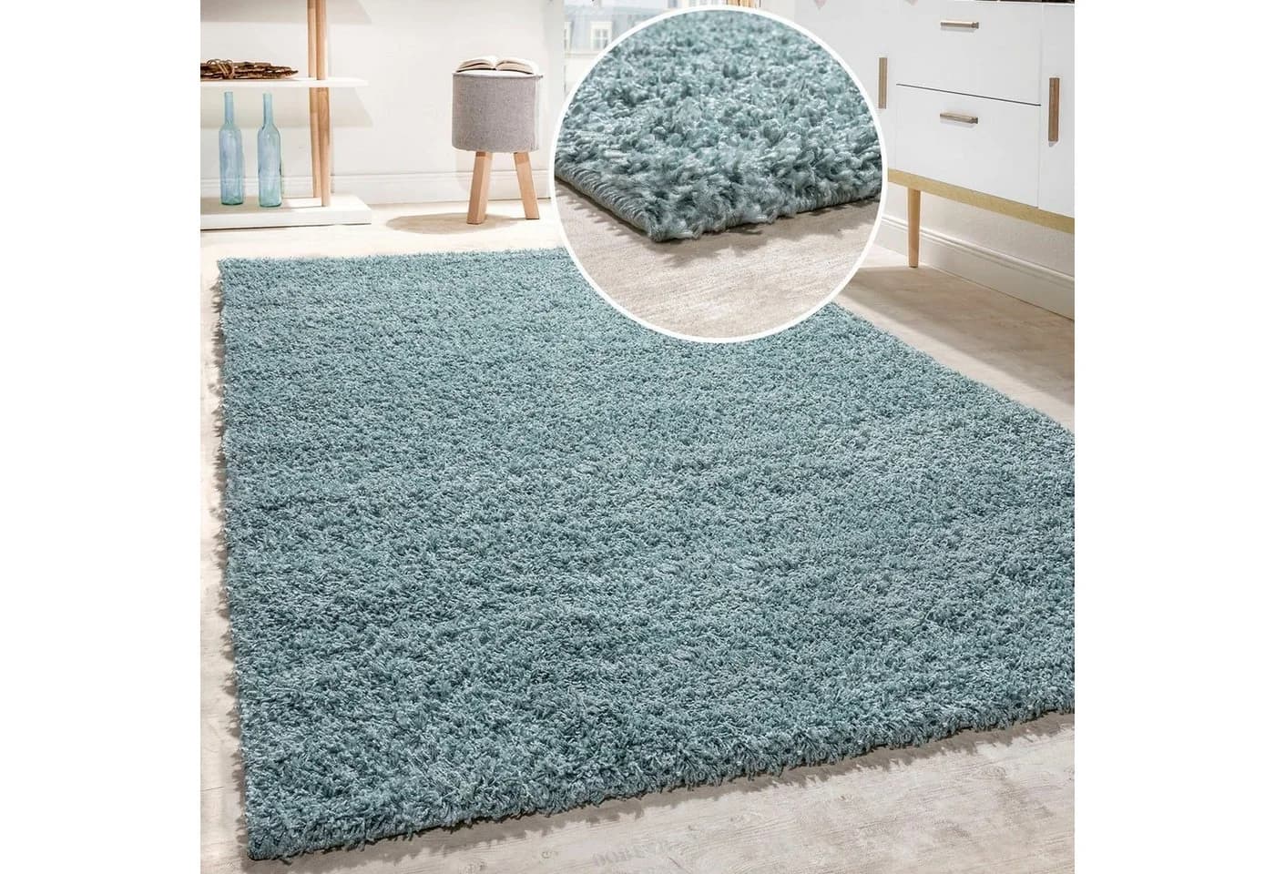 PACO HOME Teppich Twister 500 Shaggy Uni türkis-blau - Bild 2