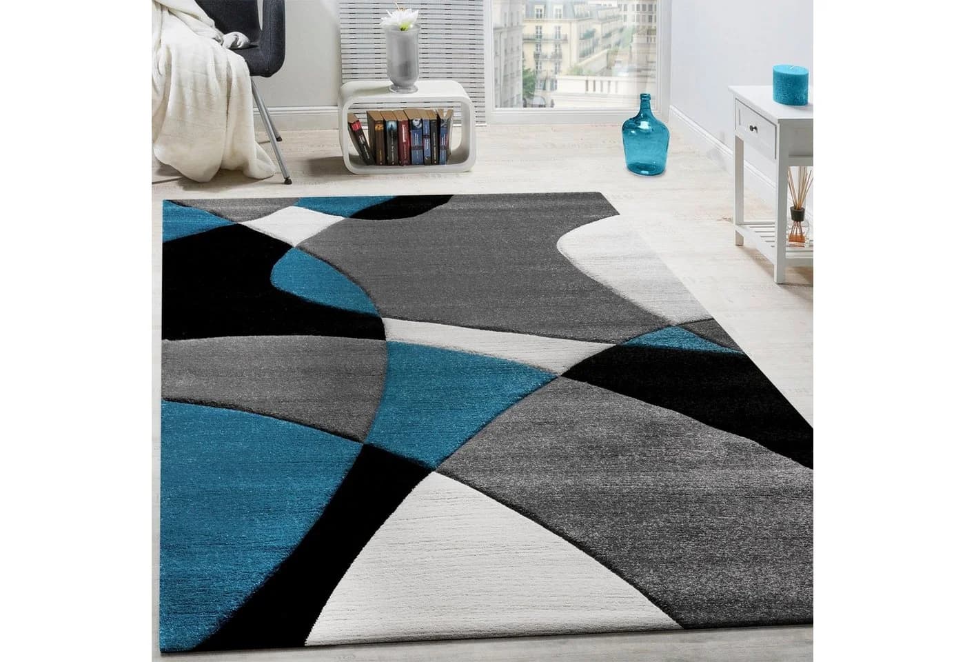 PACO HOME Teppich Diamond 664 Türkis Blau 3D-Design Kurzflor - Bild 2