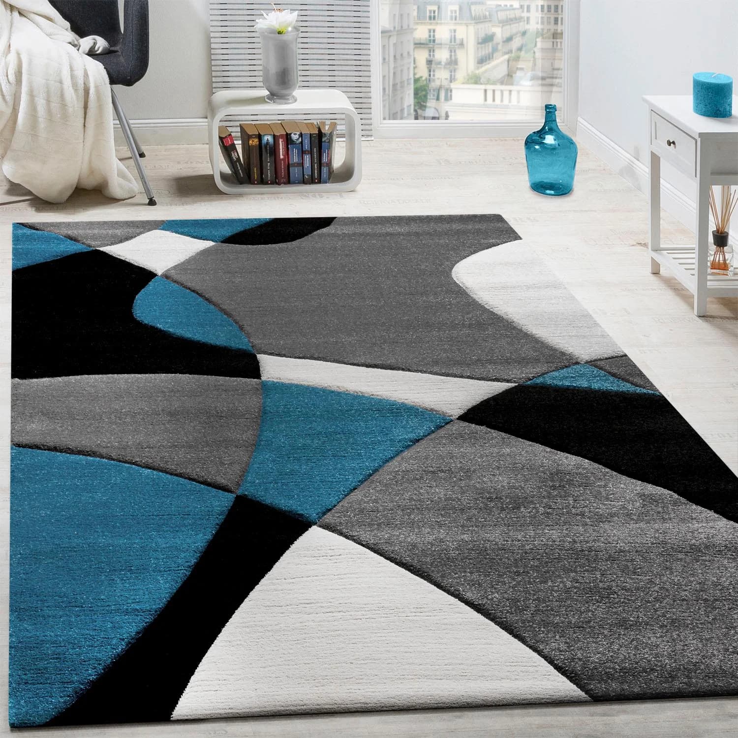 PACO HOME Teppich Diamond 664 Türkis Blau 3D-Design Kurzflor - Bild 5