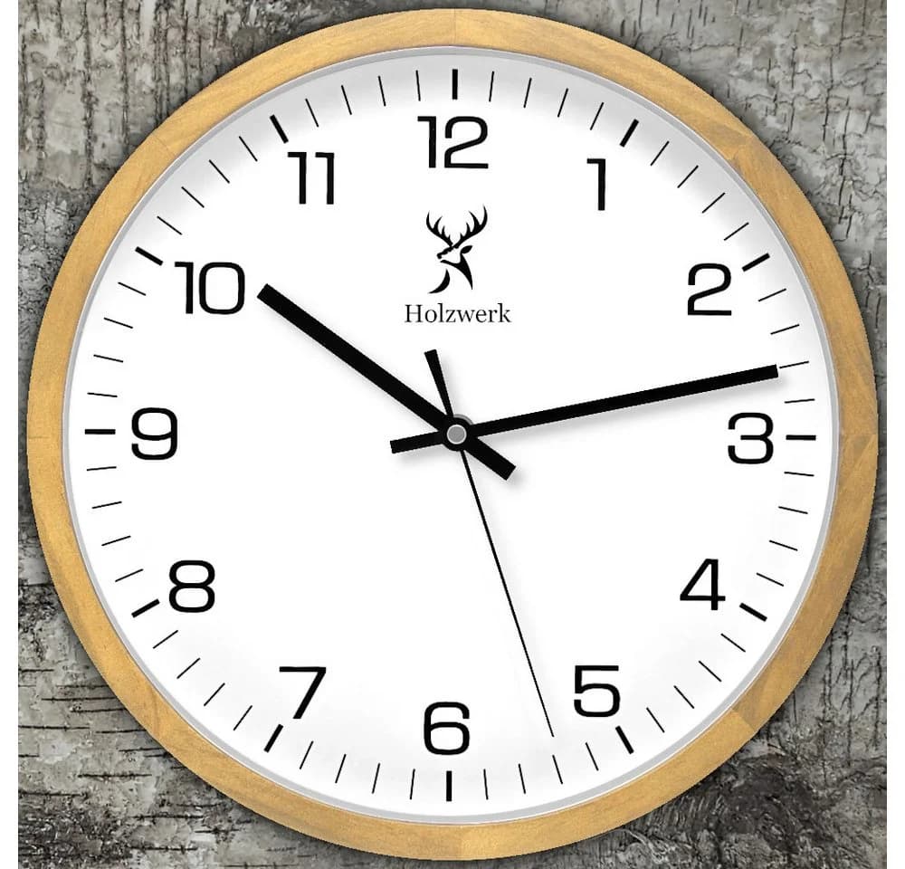 Holzwerk Wanduhr Designer Loft Holz Quarz Wand Uhr 30 cm - Bild 5
