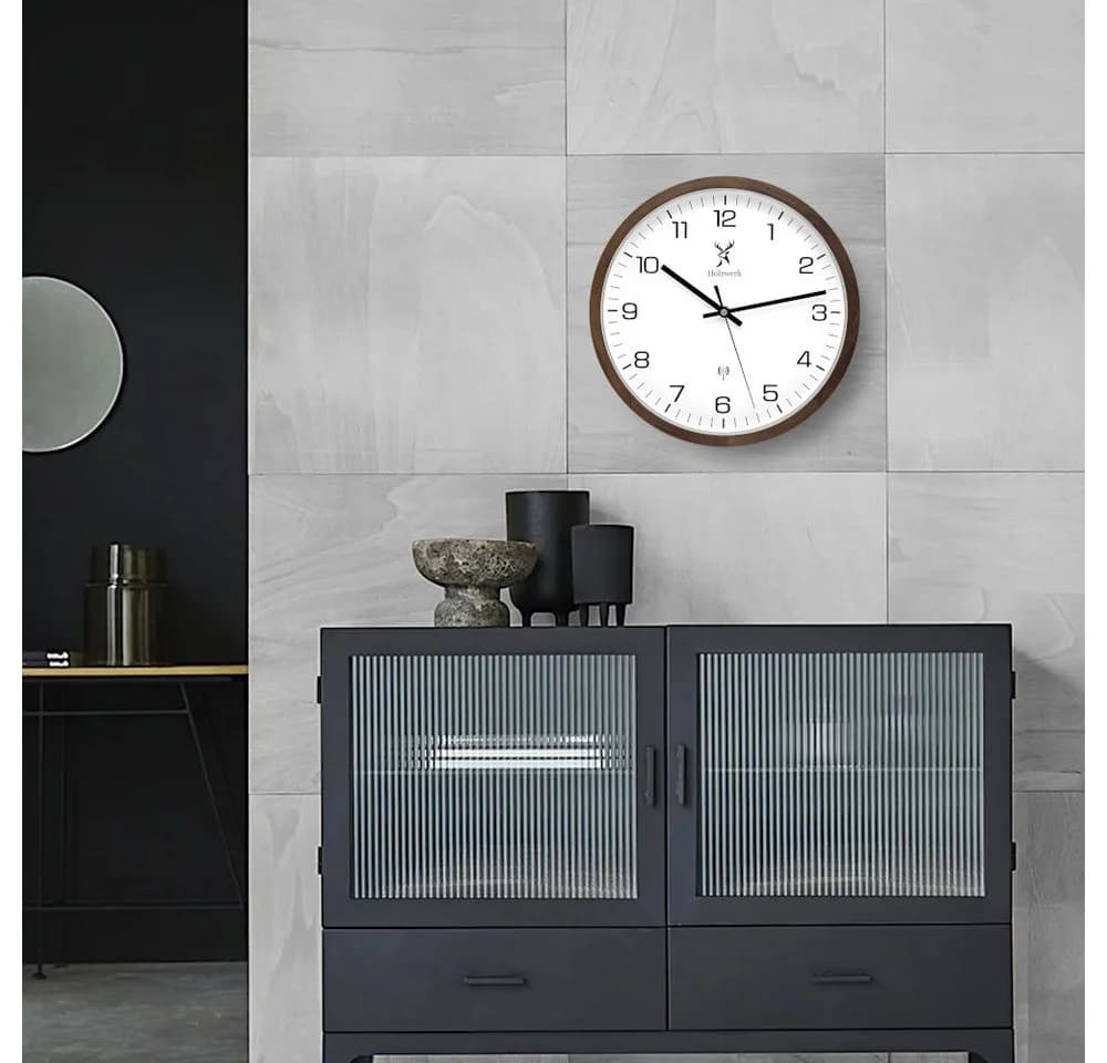 Holzwerk Funkwanduhr Loft Design Braun Beige Weiß 30cm - Bild 5