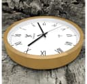 Holzwerk Funkwanduhr Loft Design Holz Analog Römische Ziffern Beige Braun Bild 1