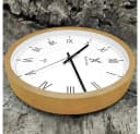 Holzwerk Funkwanduhr Loft Design Holz Analog Römische Ziffern Beige Braun Bild 4