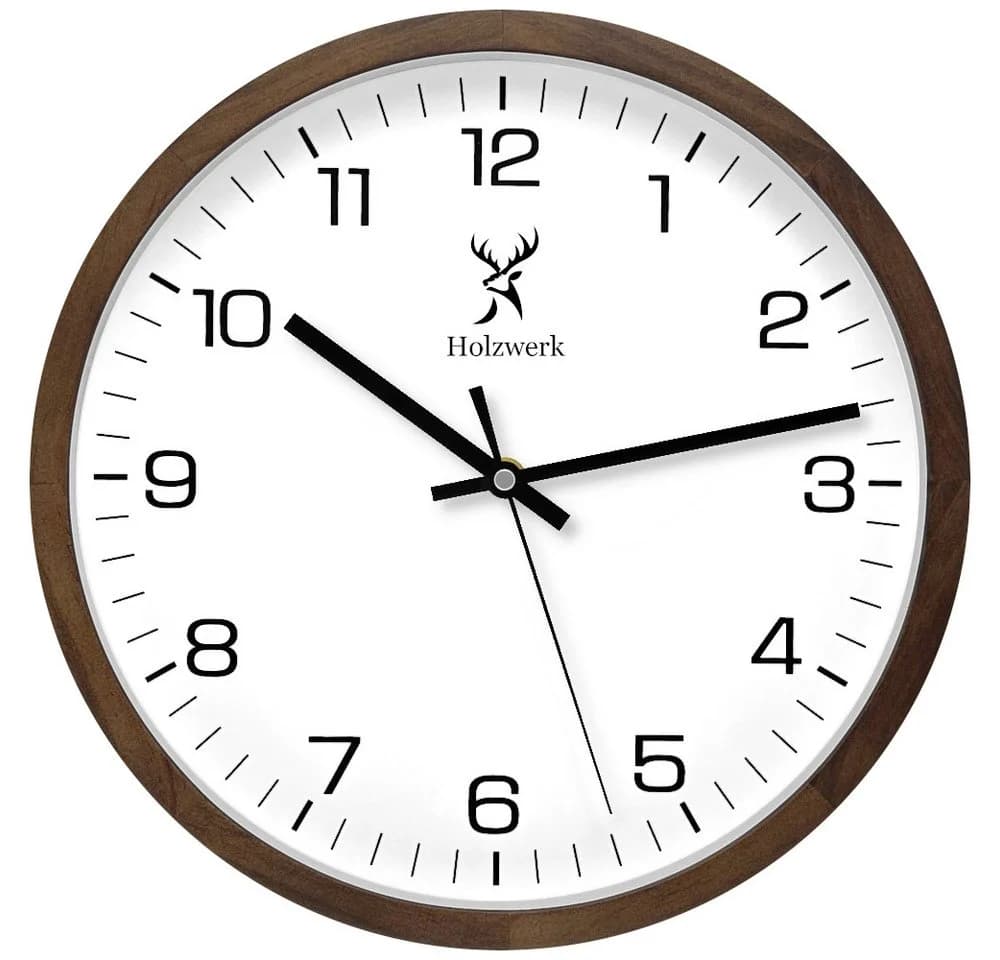 Holzwerk Wanduhr Designer Loft Quarz Wanduhr 30 cm Braun/Weiß - Bild 2