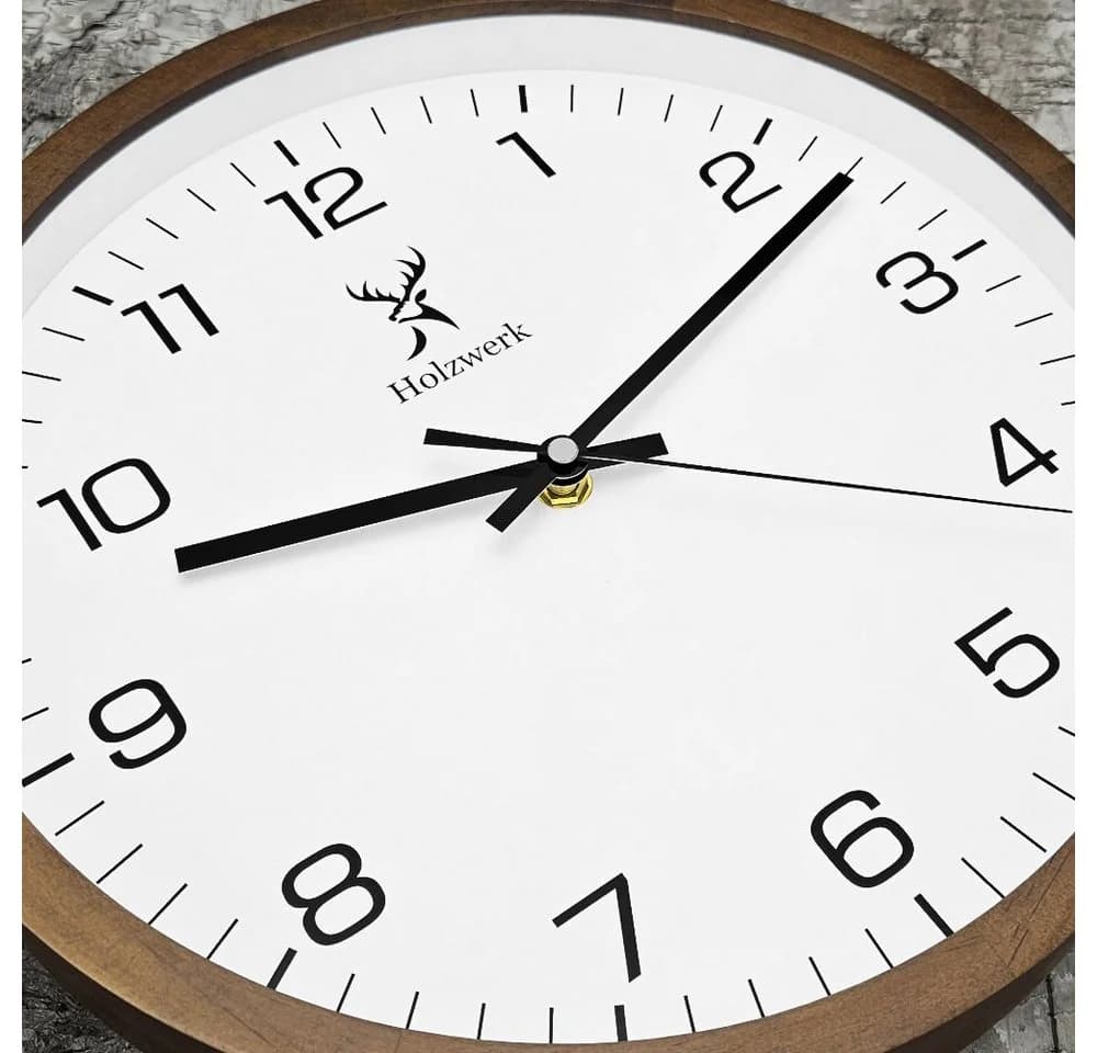 Holzwerk Wanduhr Designer Loft Quarz Wanduhr 30 cm Braun/Weiß - Bild 4