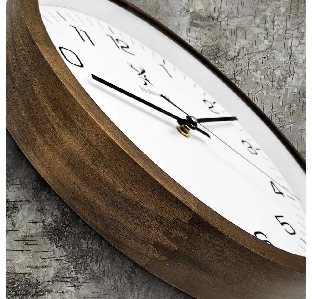 Holzwerk Wanduhr Designer Loft Quarz Wanduhr 30 cm Braun/Weiß - Bild 5