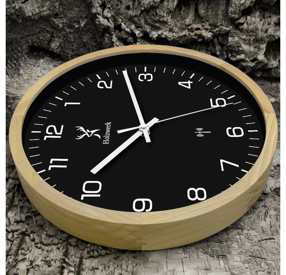 Holzwerk Funkwanduhr 30cm Massivholz Modernes Design