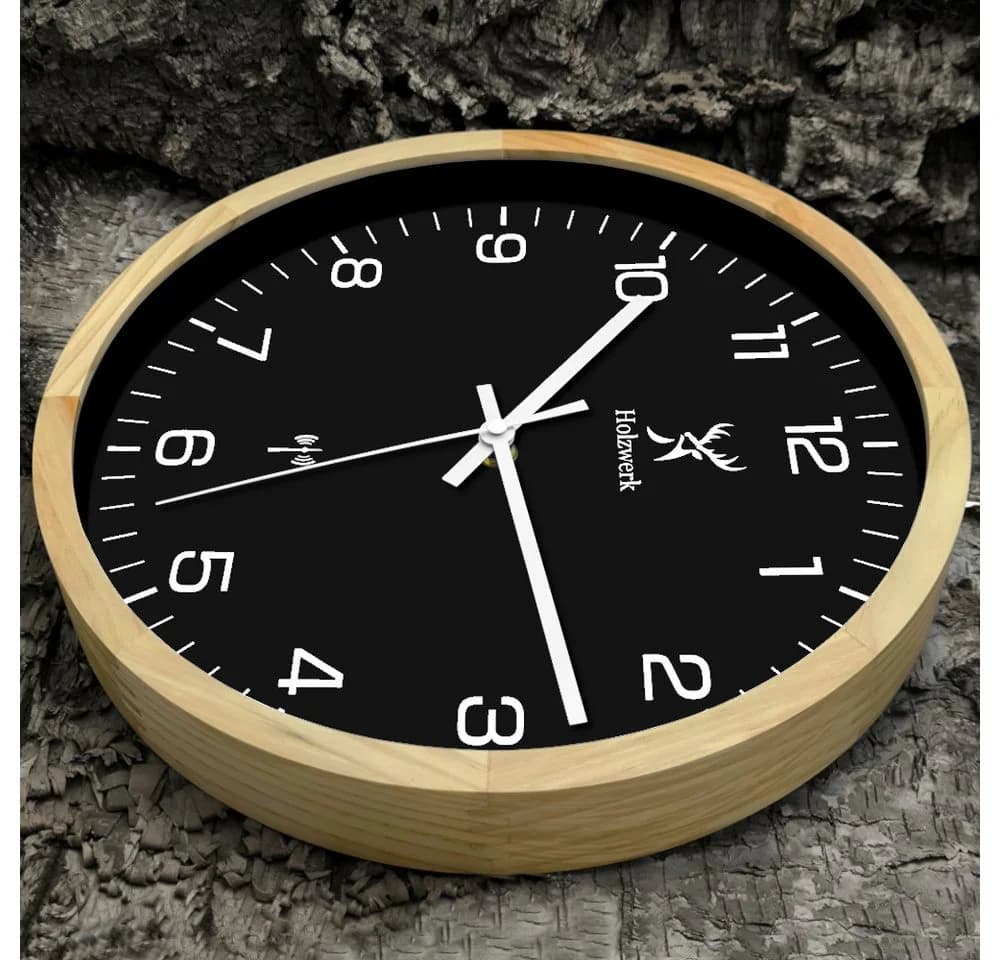 Holzwerk Funkwanduhr 30cm Massivholz Modernes Design - Bild 4