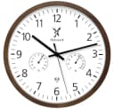 Holzwerk Funk-Wanduhr Loft Design mit Hygrometer Thermometer Braun Bild 2