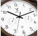 Holzwerk Funk-Wanduhr Loft Design mit Hygrometer Thermometer Braun Bild 3