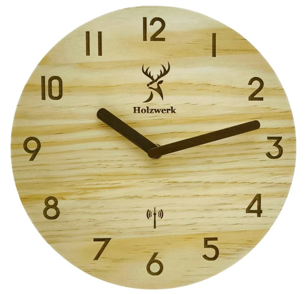 Holzwerk Funkwanduhr 25 cm Beige Modernes Holz Design - Bild 2