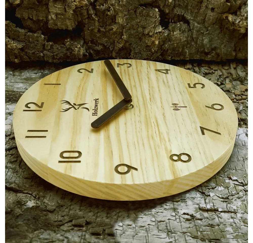 Holzwerk Funkwanduhr 25 cm Beige Modernes Holz Design - Bild 3