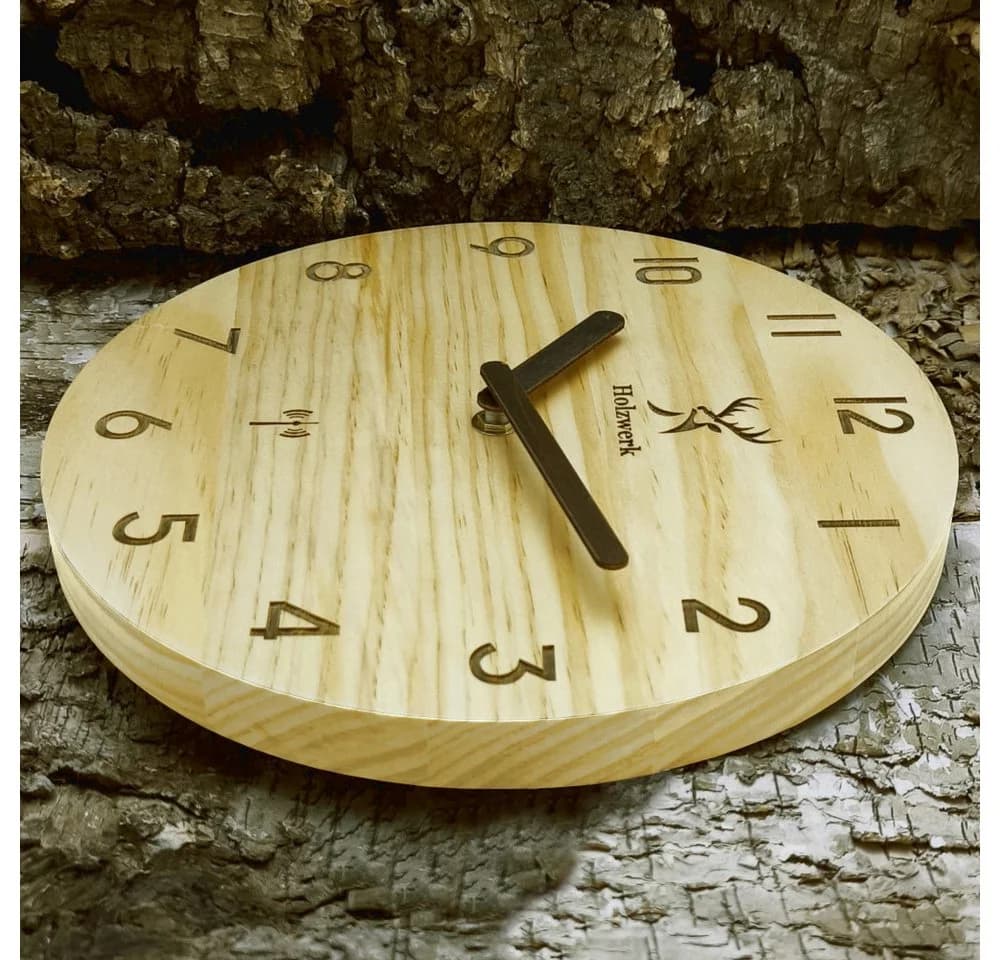 Holzwerk Funkwanduhr 25 cm Beige Modernes Holz Design - Bild 5