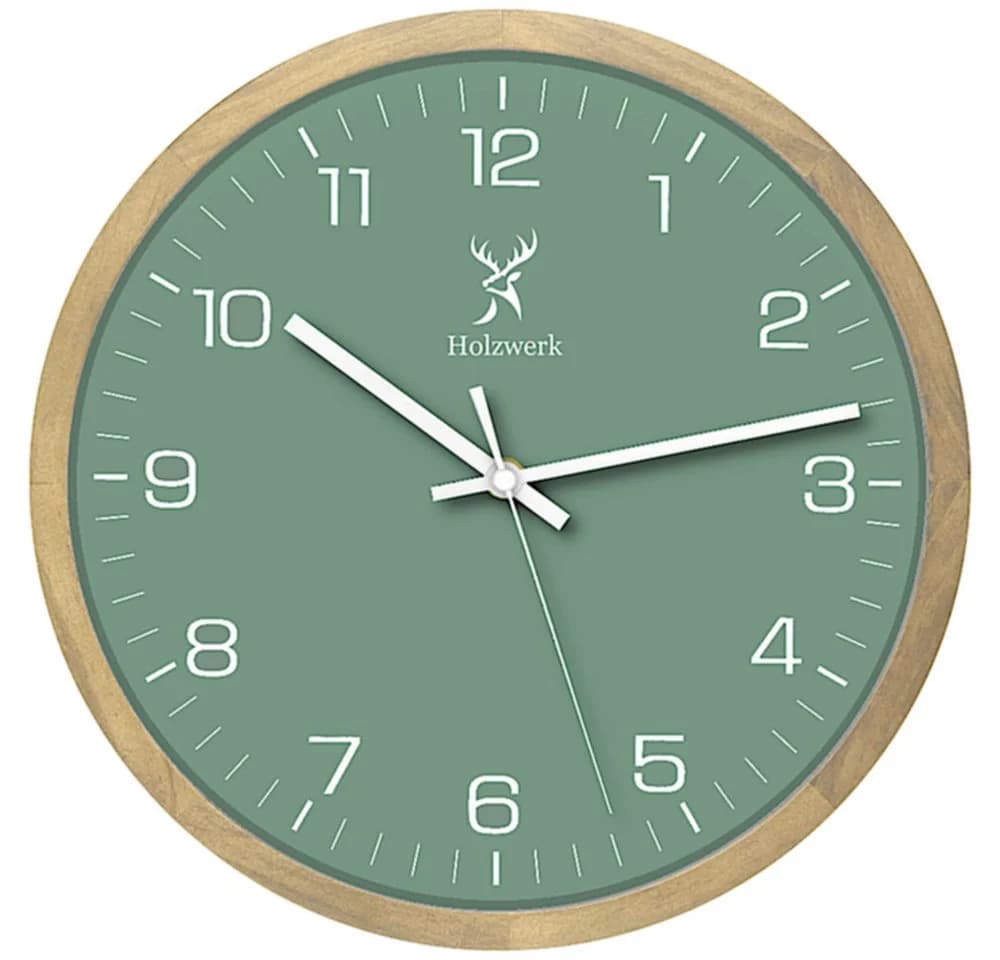 Holzwerk Designer Wanduhr 30 cm Massivholz Quarzwerk Analog - Bild 2