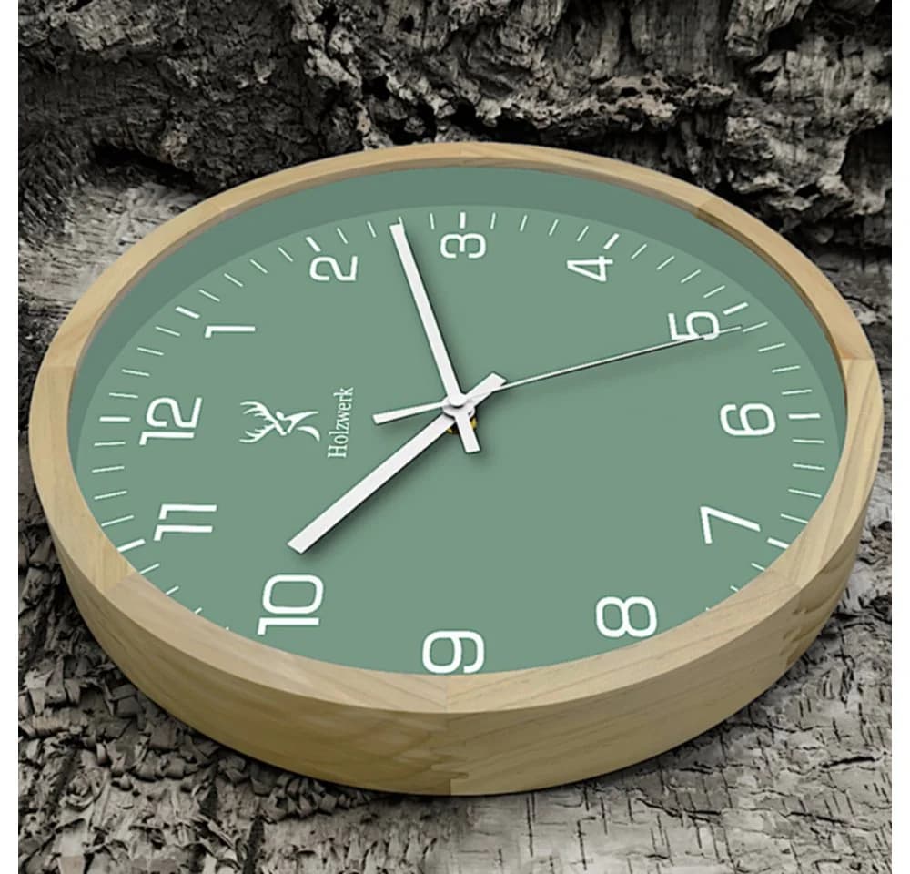 Holzwerk Designer Wanduhr 30 cm Massivholz Quarzwerk Analog - Bild 3