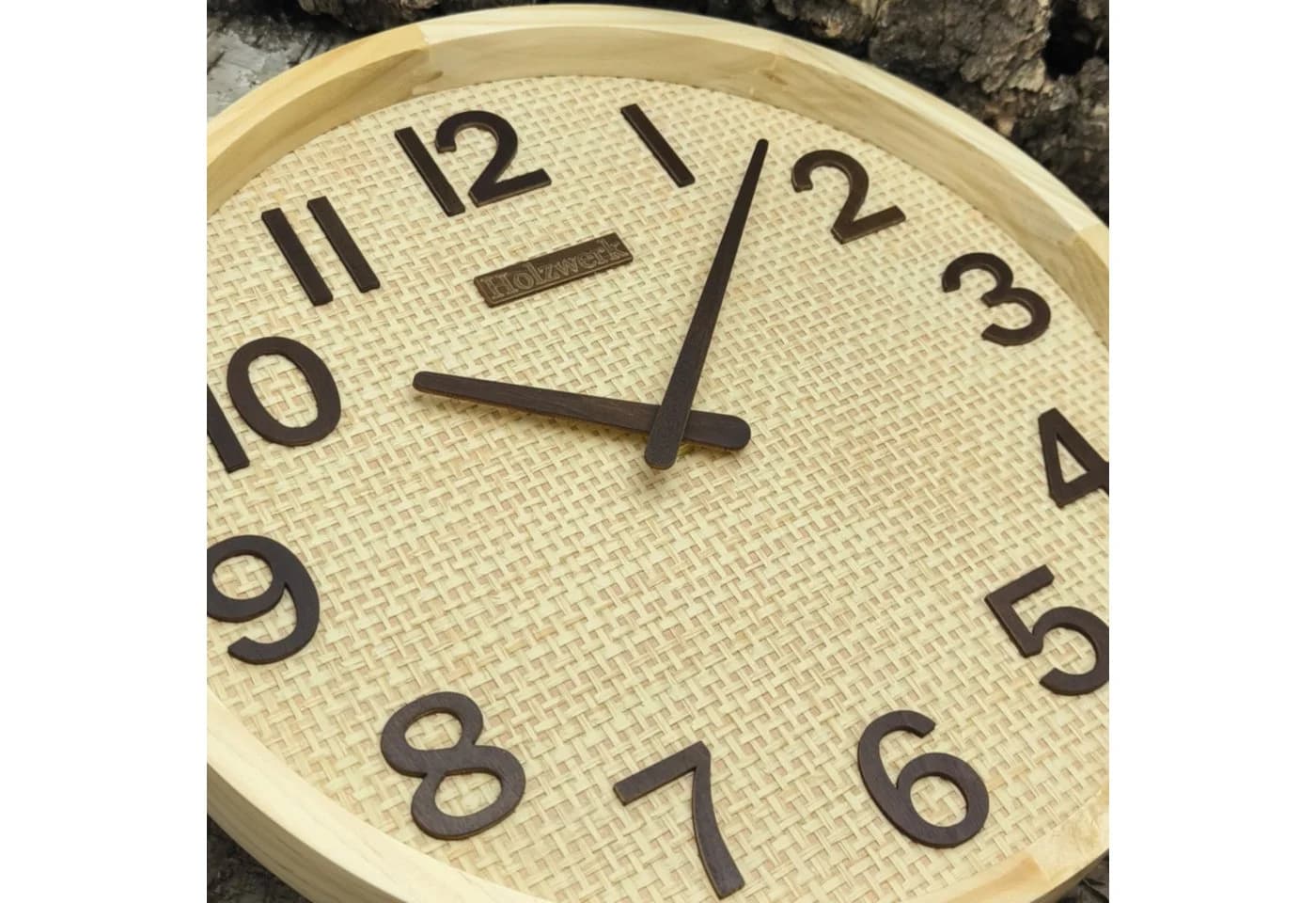 Holzwerk Wanduhr BOHO Rattan Designer Loft Holz Quarzuhr 30 cm - Bild 4