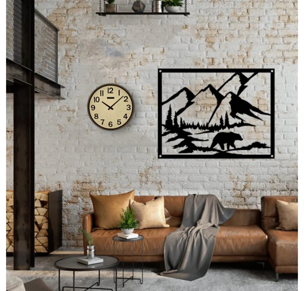 Holzwerk Wanduhr BOHO Rattan Designer Loft Holz Quarzwanduhr - Bild 5