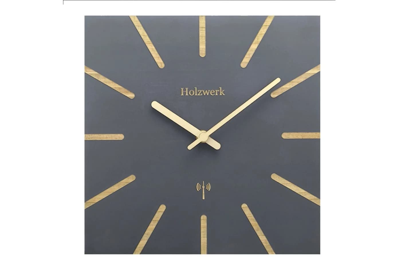 Holzwerk Funkwanduhr Eckige Designer Loft Wanduhr 25 cm - Bild 2