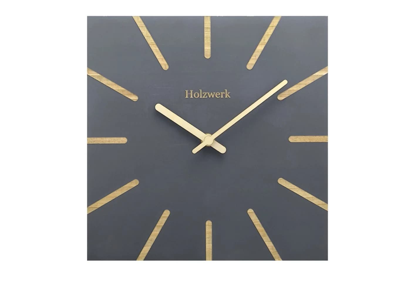 Holzwerk Eckige Designer Holz Quarzwanduhr Braun/Grau/Beige - Bild 2