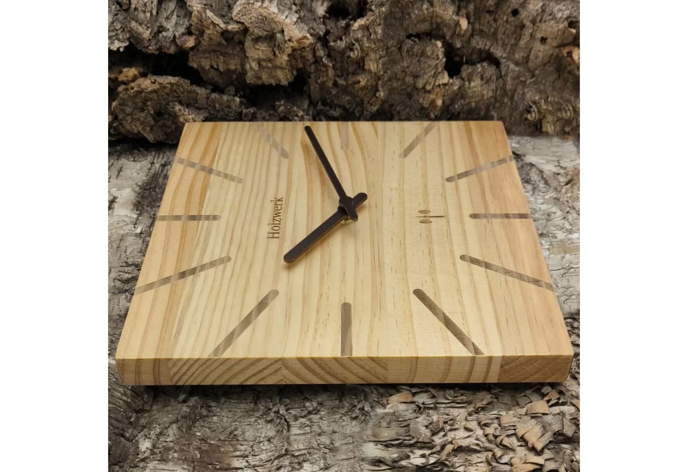 Holzwerk Funkwanduhr Eckige Designer Loft Wanduhr