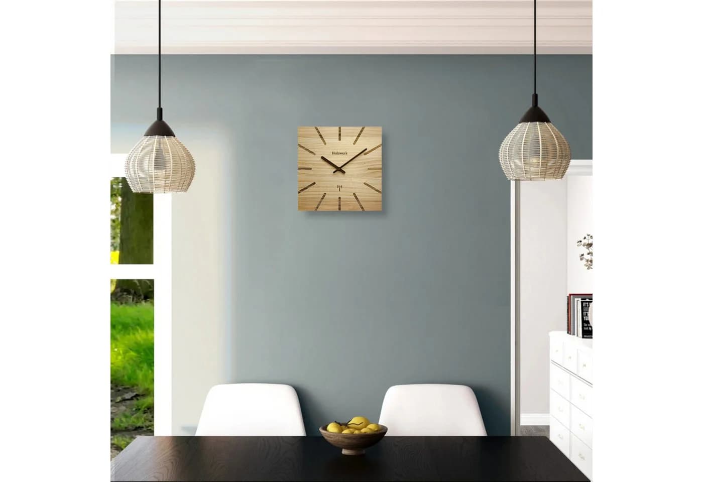 Holzwerk Funkwanduhr Eckige Designer Loft Wanduhr - Bild 5