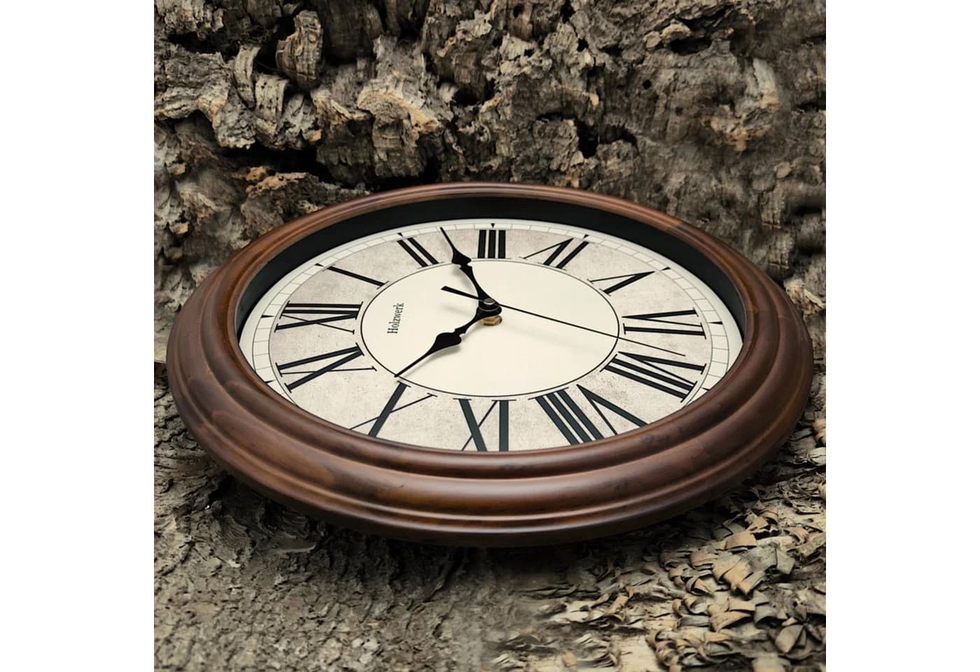 Holzwerk Wanduhr Vintage Retro Quarzuhr 35 cm Braun Analog
