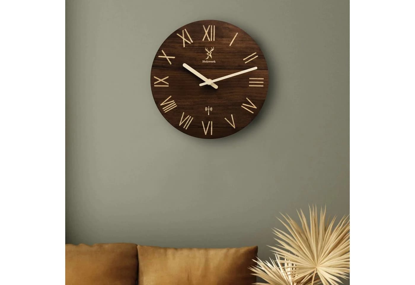 Holzwerk Funkwanduhr LAUENAU Holz Wanduhr 40 cm Ø Römische Ziffern - Bild 3