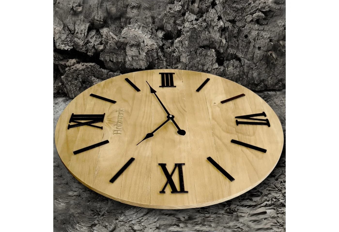 Holzwerk Wanduhr MERZIG Loft XXL Holz Quarzuhr 60 cm Durchmesser