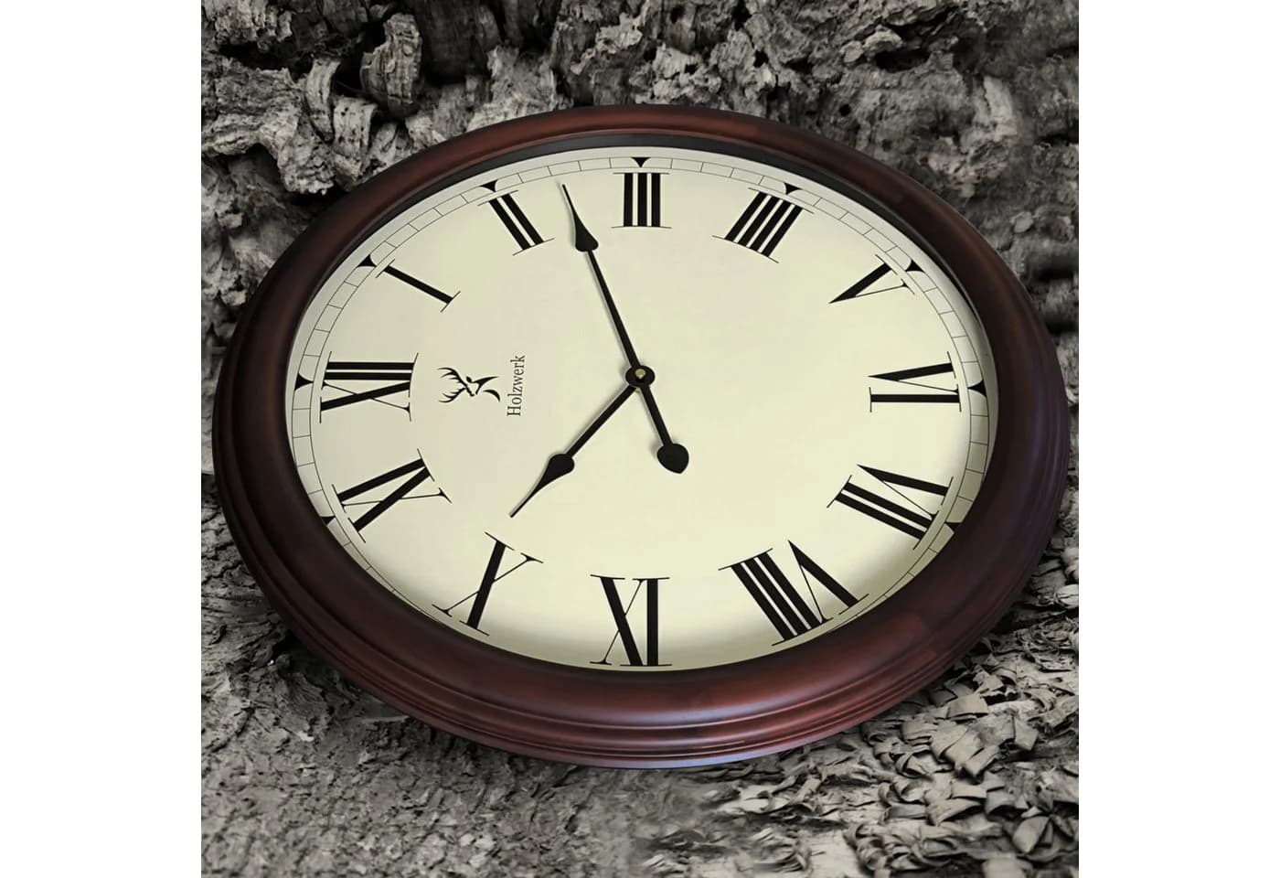 Holzwerk Wanduhr LEBACH Retro Vintage XXL Holz Quarzwanduhr