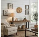 Holzwerk Funkwanduhr Designer Loft Beige/Braun Massivholz Bild 5
