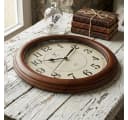 Holzwerk Funk-Wanduhr 35 cm Massivholz Beige/Braun Modern Bild 1
