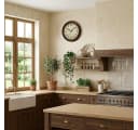Holzwerk Funk-Wanduhr 35 cm Massivholz Beige/Braun Modern Bild 5