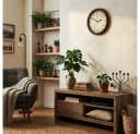 Holzwerk Funkwanduhr Designer Loft Braun Beige Analog Bild 3