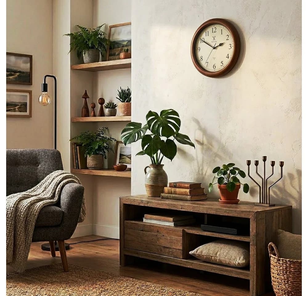 Holzwerk Funkwanduhr Designer Loft Braun Beige Analog - Bild 3
