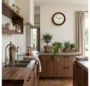 Holzwerk Funkwanduhr Designer Loft Braun Beige Analog Bild 5