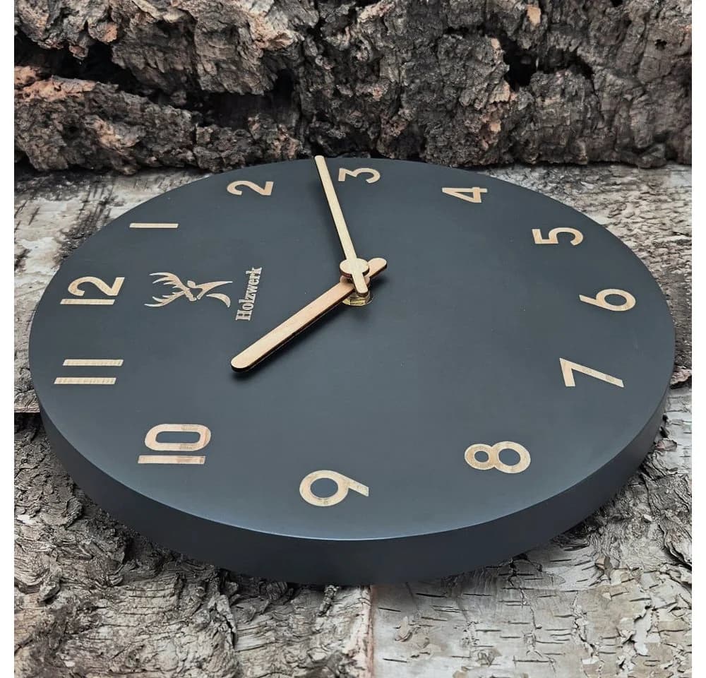 Holzwerk Wanduhr Designer Loft Quarzwanduhr aus Holz - Bild 3