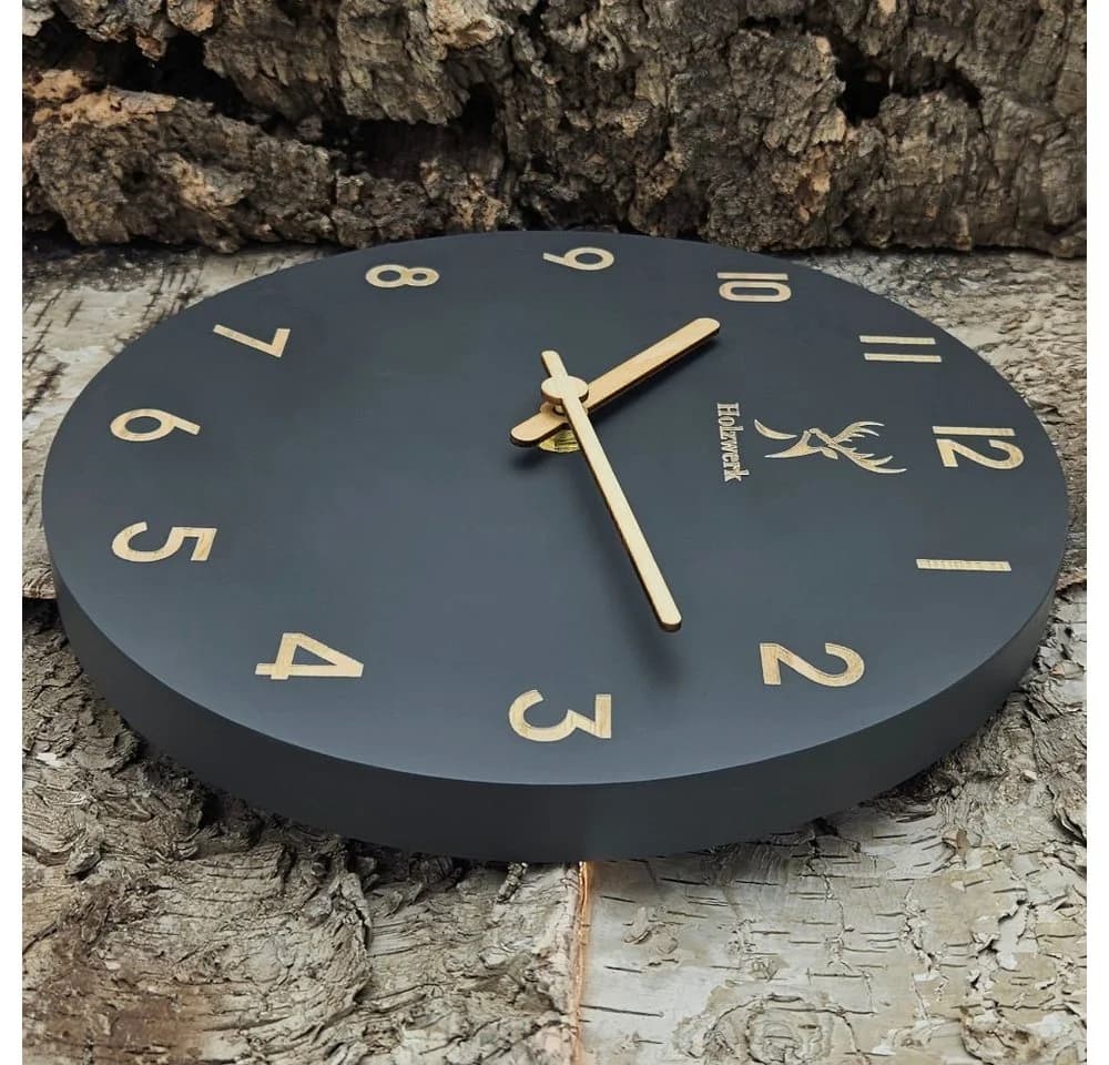 Holzwerk Wanduhr Designer Loft Quarzwanduhr aus Holz - Bild 4
