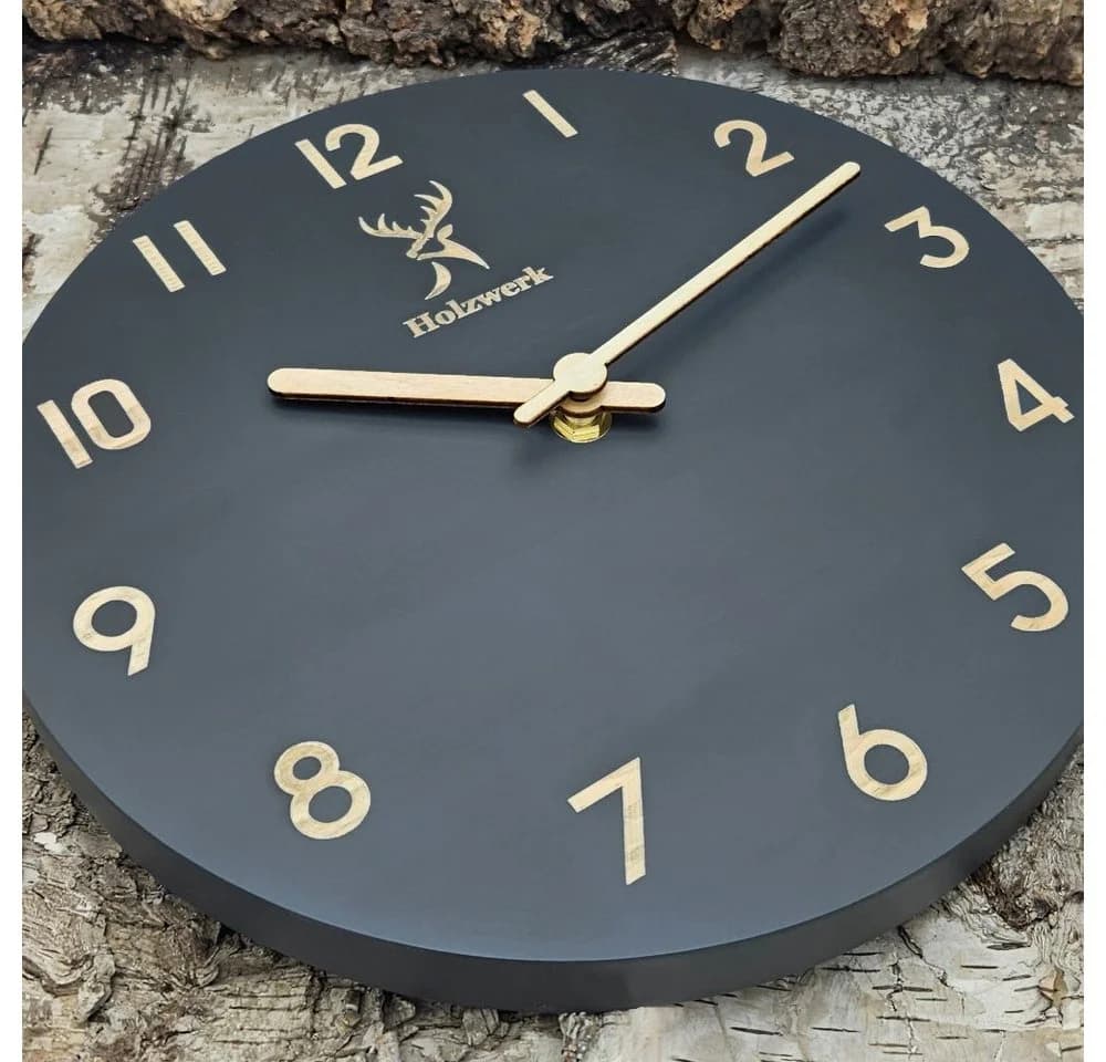 Holzwerk Wanduhr Designer Loft Quarzwanduhr aus Holz - Bild 5