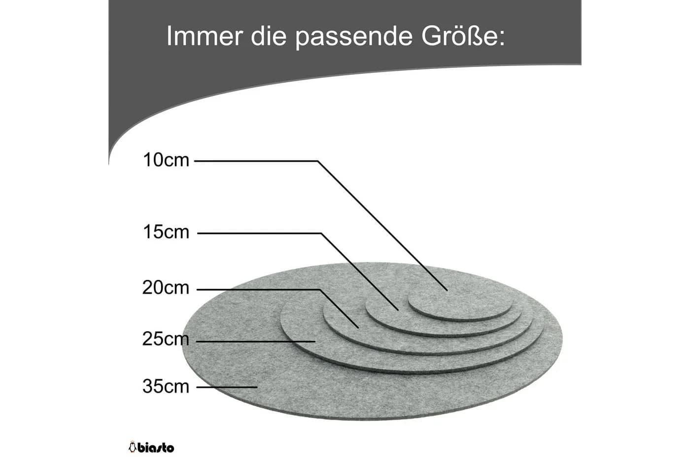 BIASTO Runder Filz-Untersetzer Braun 10cm - Bild 4