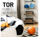 Lumaland Sitzsack Luxury Fußball Gaming Sitzkissen Bodenkissen Schwarz/Weiß Bild 3
