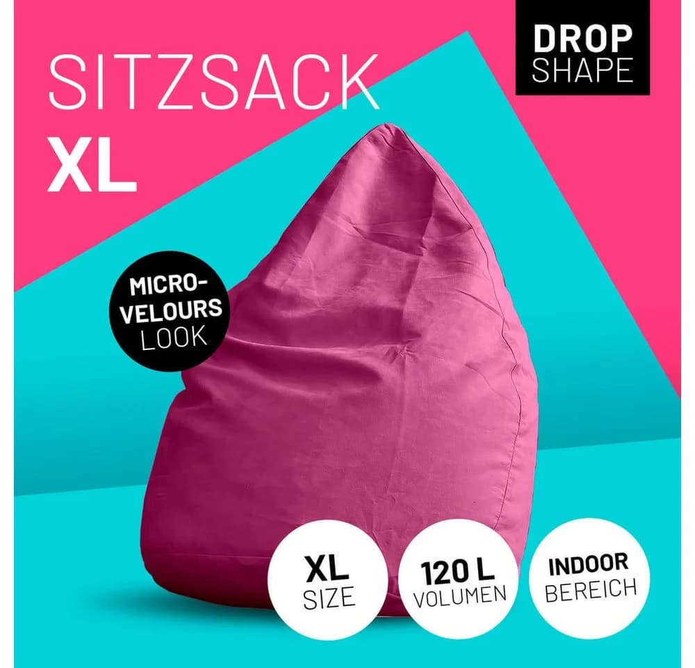 Lumaland Sitzsack Luxury XL Microvelours Rosa